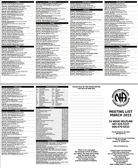 Rosemead, CA NA Meetings Directory .
